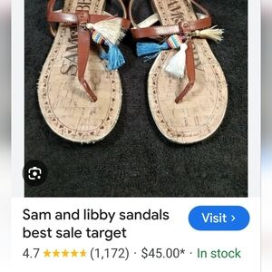 Sam & Libby Women's Hannah Tassel Cognac Sandal Size 8 1/2